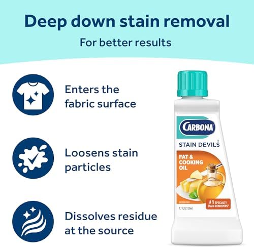 Carbona Stain Devils #5 (1.7 Fl Oz), Targeted Spot Cleaner for Fat & Cooking Oil Stains, Safe on Skin & Washable Fabrics