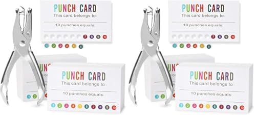 ONEDONE Punch Cards 200 Pack Reward Punch Cards for Classroom with Puncher