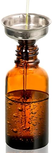 4 Pack, 1 oz Thick Dark Amber Glass Dropper Bottles with 1 Funnels & 4 Labels - 30ml Tincture Bottles with Eye Dropper - Leakproof Essential Oils Bottle - Storage and Travel for Beauty or Health