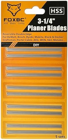 FOXBC 3-1/4 Inch Planer Blades, 10 Pack 82mm Planer Blades Replacement for Bosch, Makita, DeWalt, Wen 6530, Ryobi, Craftsman and More 3-1/4 Hand Portable Planers (HSS)