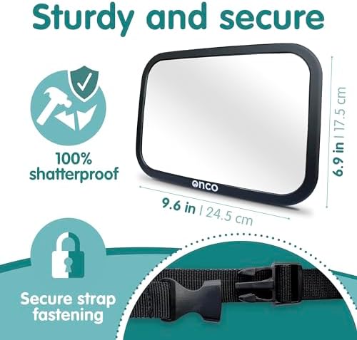 Onco Baby Car Mirror for Rear Facing Seats - Double Award Winning, Non-Slip