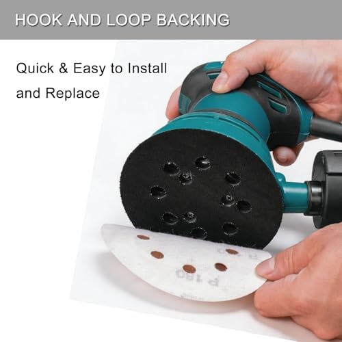 100Pcs 5 Inch Sanding Discs Hook & Loop 8-Hole Wet Dry Sandpaper Assortment