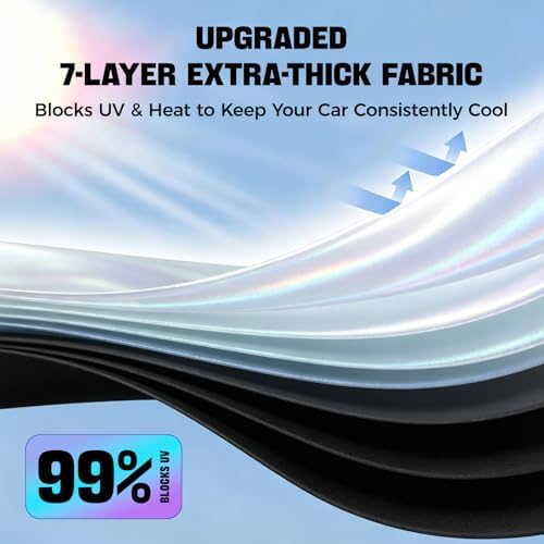 Window Shades for Car Windshield - Foldable Car Window Shades, 210T Reflective UV Block Sun Visor, Keep Vehicle Cool in Summer Heat, Universal Fit for Cars, SUVs and Trucks, Easy to Install & Store