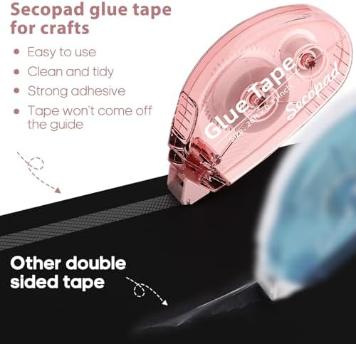 Secopad Scrapbook Tape, 12 Pack Glue Tape, Light-Colored Shell