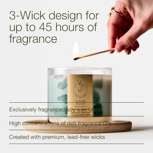Bath & Body Works Eucalyptus Spearmint 3-Wick Candle - Scented Candle for At-Home Use - Long-Lasting, Room-Filling Fragrance - High Fragrance Oil Concentration - Soy Wax Blend