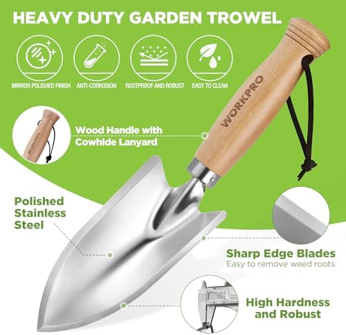 WORKPRO 11" Garden Hand Trowel, Heavy Duty Polished Stainless Steel