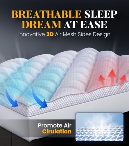 3 Inch Ultra-Fluffy Memory Foam Mattress Topper Twin XL for Back Pain, Extra Soft Pillow Top Twin XL Mattress Topper with 4X Support, Mattress Pad with Breathable Air Mesh Sides, 6-21'' Deep Pocket