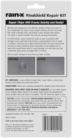RainX Fix a Windshield Do it Yourself Windshield Repair Kit, for Chips, Cracks, Bulll's-Eyes and Stars