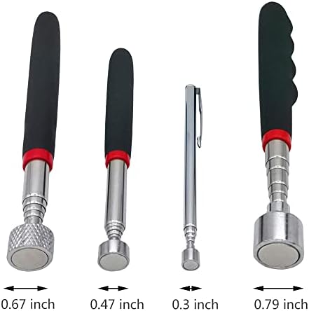 Magnetic Pickup Tool, 20lb/ 10lb/ 5 lb/ 1.5 lb Telescoping Magnet Pick up Stick Metal Extends Tool 4-Pack