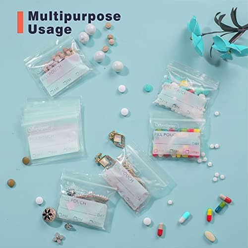 Serfeymi Pill Bags for Travel Pill Pouch Organizer Pack of 120, 3 x 2.75 in
