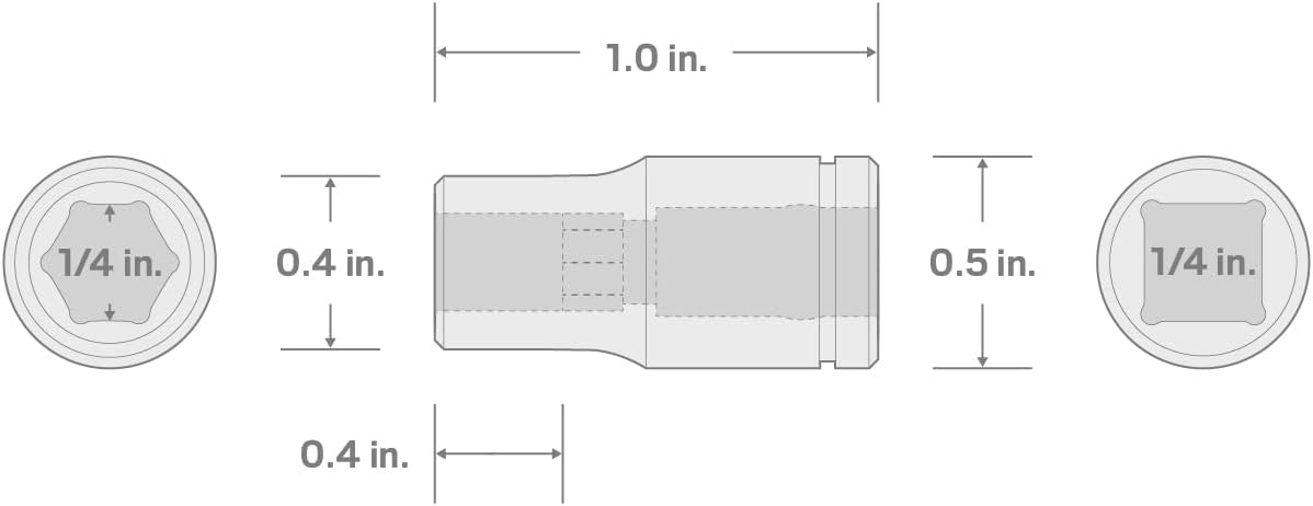 TEKTON 1/4 Inch Drive x 1/4 Inch Magnetic Hex Bit Holder Socket | SHA05402