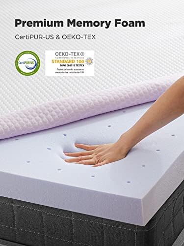 PERLECARE Queen 3 Inch Gel Memory Foam Mattress Topper with Cover