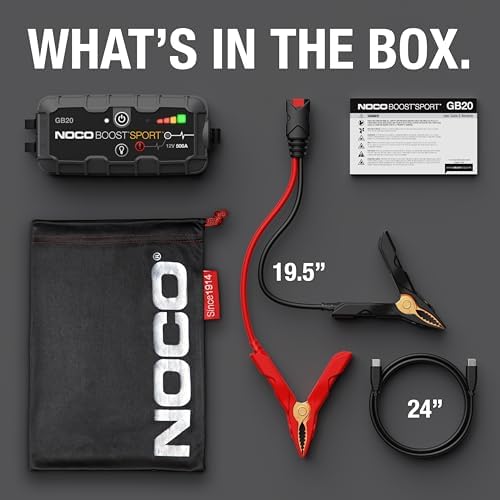 NOCO Boost GB20 500A UltraSafe Jump Starter, 12V Lithium Battery Booster
