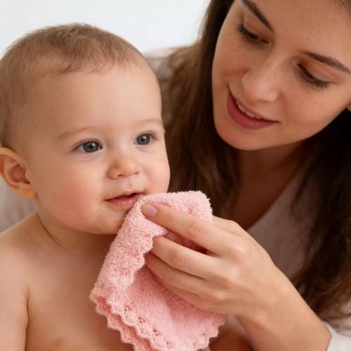 16 Pack Baby Washcloths - Luxury Multicolor Coral Fleece - Extra Absorbent and Soft Wash Clothes for Newborns, Infants and Toddlers - Suitable for Sensitive Skin and New Born - Baby Shower, 10x10 Inch