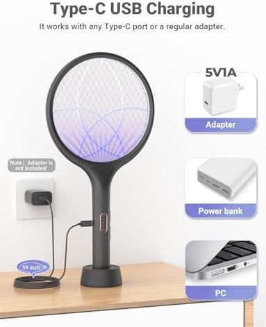 YISSVIC Electric Fly Swatter 4000V Bug Zapper Racket Dual Mode