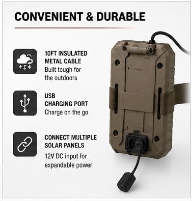 Stealth CAM Sol-Pak Solar Battery Pack, 12V Solar Power Panel, Compatible
