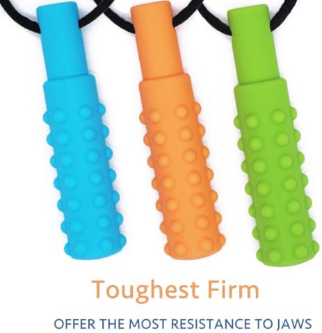 Xtra Tough (XT) Sensory Chew Necklace (3 Pack) - Sensory Oral Motor Aids Teether Toys for Autism, ADHD, Baby Nursing or Special Needs- Designed for Moderate & Aggressive Chewer