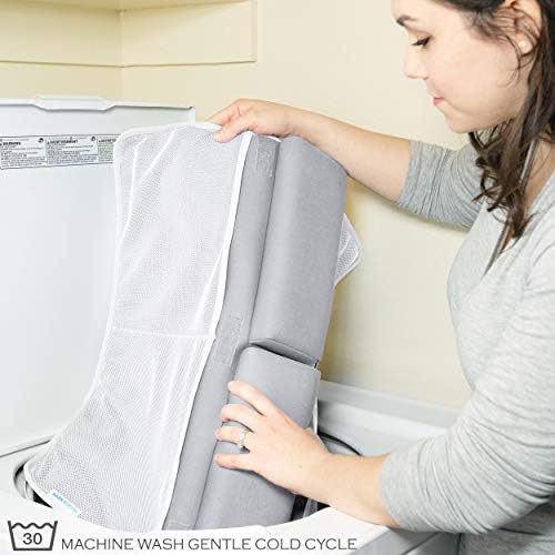 Bath Kneeler and Elbow Rest Pad, 1.75 inch Extra Thick Baby Bath Kneeling Mat and Elbow Pads for Bathtub. Bath Tub Cushions with Infant Toy and Baby Accessories Organizer, Grey