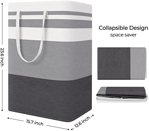 StorageRight Laundry Basket Hamper, 75L Collapsible Clothes Storage, Grey