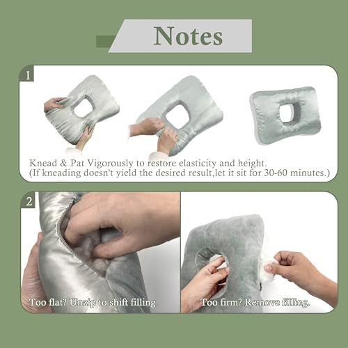 Ear Piercing Pillow for Side Sleepers with Ear-Shaped Hole for Ear Pain, Reversible Satin & Cotton Washable and Adjustable Ergonomic Ear Guard Protector for Side Sleeping