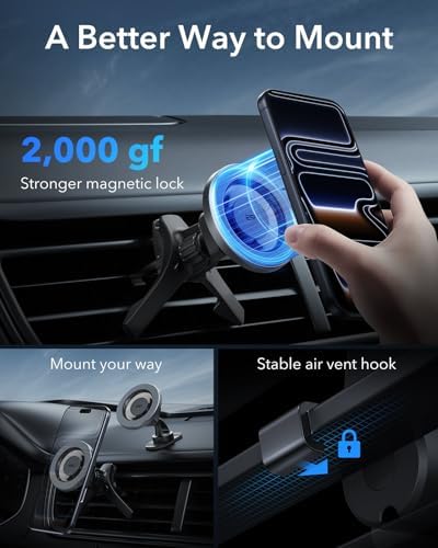 ESR for MagSafe Car Mount, Car Phone Holder for iPhone 17-12,Samsung/Google