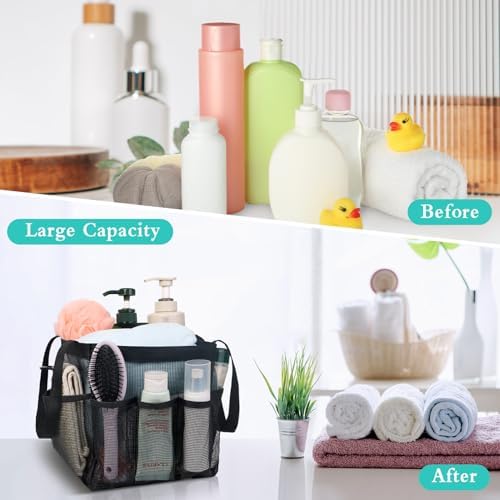 Mesh Shower Caddy Portable - 9 Pockets, Shower Bag for Dorm Room Camping