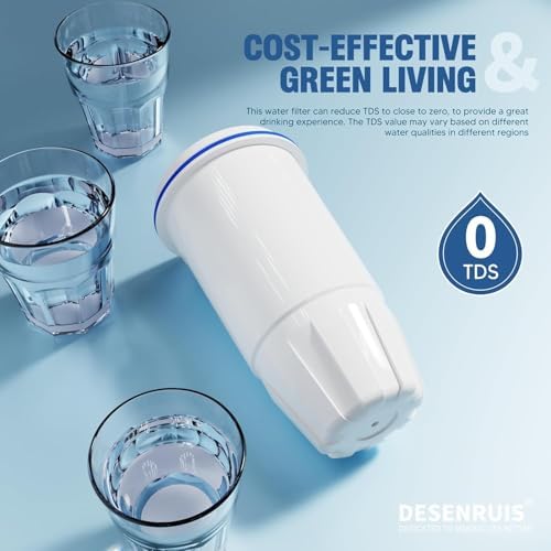 Upgraded Water Filter Replacement for Zero Pitcher and Dispenser ZR-001 ZR-004 ZP-006 ZR-017, Multi-Stage Filter System, Effectively Reducing Lead, Chromium, PFOA, and PFOS, Pack of 4, By DESENRUIS