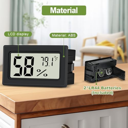 Humidity Meter Indoor Thermometer 6-Pack Mini Digital Thermometer Hygrometer Indoor Temperature Humidity Meters Gauge LCD Display Fahrenheit (℉) for Greenhouse, Reptile Tank, Cellar, Closet