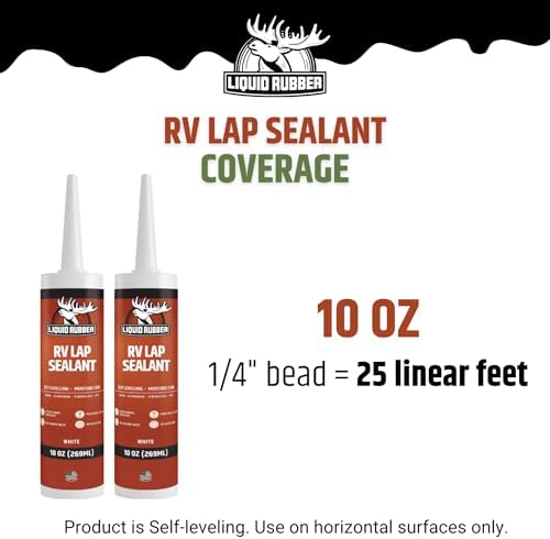 Liquid Rubber RV Lap Sealant, Self-Leveling Roof Sealer, White, 4 Pack