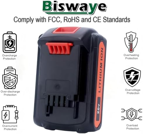 Biswaye LBXR20 20V Lithium Battery Compatible with Black & Decker 20V MAX Lithium Battery LBXR2520 LBXR2020 LBX20 LB2X4020 LB2X3020 and LCC221 LST522 LST201 LST220 LST300 20-Volt Max Tools