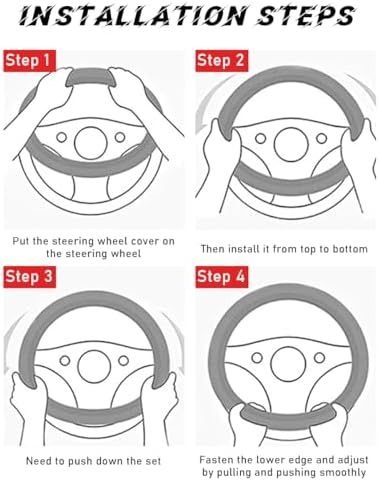 povtii Car Steering Wheel Cover, 15 Inch Leather Breathable Auto Steering Wheel Protector, Comfortable Non-Slip Vehicle Steering Wheel Covers, Universal Interior Car Accessories (Black+Pink)