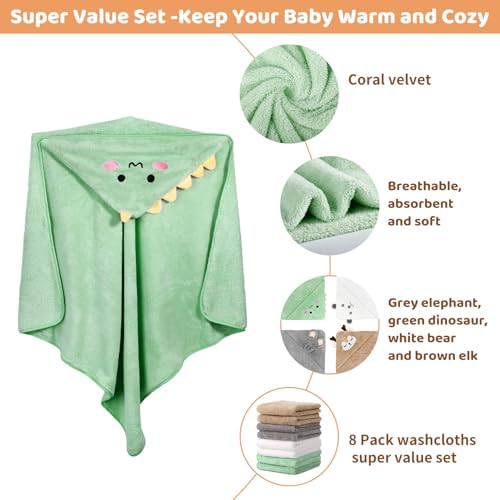 12 PCS Baby Bath Towels Set for Infants Toddlers Essentials