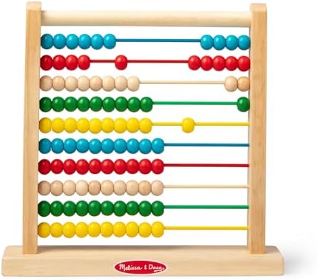 Melissa & Doug Abacus Classic Wooden Toy with 100 Beads - Preschool Learning Activities and Math Games for Kids, Homeschool Essentials for Ages 3+