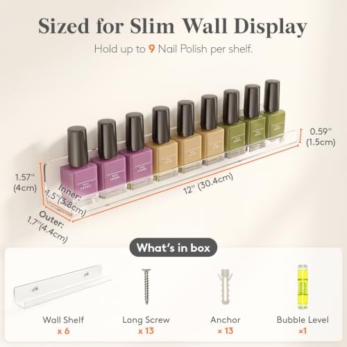 Lifewit Narrow Acrylic Floating Shelves for Vinyl Record 12", Clear 6 Pack