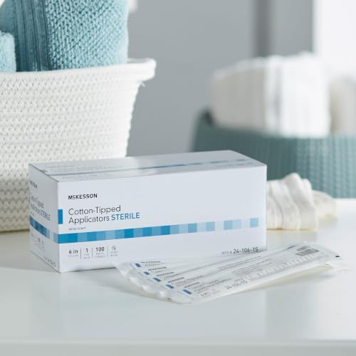 McKesson Cotton Tipped Applicator, Long Sterile Medical Swabs, 6 in, 100 ct