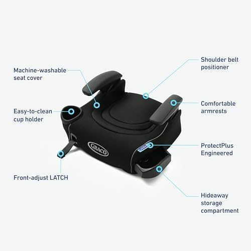 Graco® TurboBooster® LX Backless Booster with Affix Latch | Backless Booster Seat for Big Kids Transitioning to Vehicle Seat Belt (Rio)