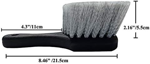 Wheel & Tire Brush for Car Rim, Soft Bristle Car Wash Brush, Cleans Tires & Releases Dirt and Road Grime, Short Handle for Easy Scrubbing Black