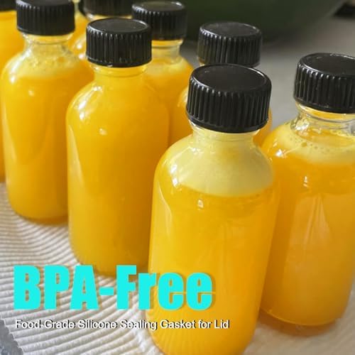 2 oz (60ml) 15 Pack Leak-Proof Clear Glass Boston Round Bottles with lids