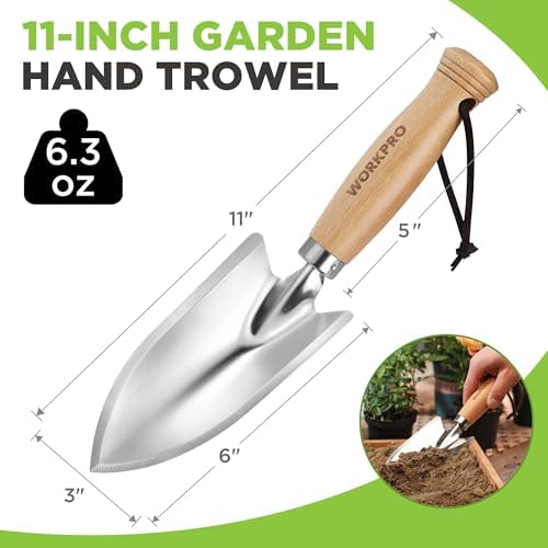 WORKPRO 11" Garden Hand Trowel, Heavy Duty Polished Stainless Steel