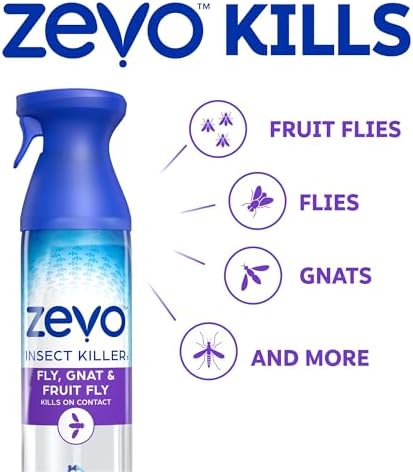 Zevo Flying Insect Bug Aerosol Spray, Kills Flies & Fruit Flies, 3 Bottles