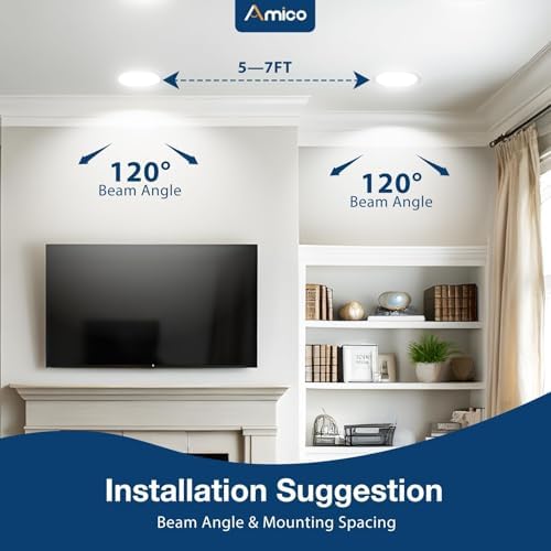 Amico 4 Pack 6 Inch 5CCT Ultra-Thin LED Recessed Ceiling Light