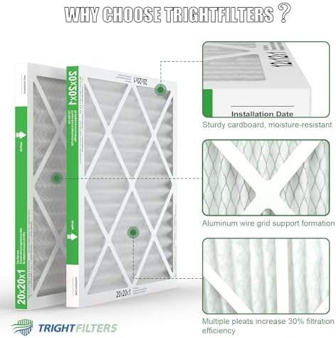 TRIGHTFILTERS 20x20x1 Air Filter 2 Pack, MERV 8 Filter Replacement