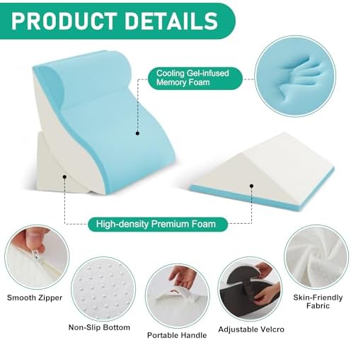 4PCS Wedge Pillow Set for After Surgery, White/Grey
