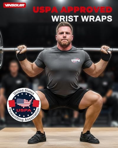 VINSGUIR Wrist Wraps for Weightlifting, [USPA Approved] Lifting Straps for Wrist Support with Heavy Duty Thumb Loop, Gym Wrist Brace for Working Out, Crossfit, Powerlifting, for Men&Women