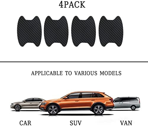 Blilo 4PCS Carbon Fiber Car Door Cup Protector Films, Black