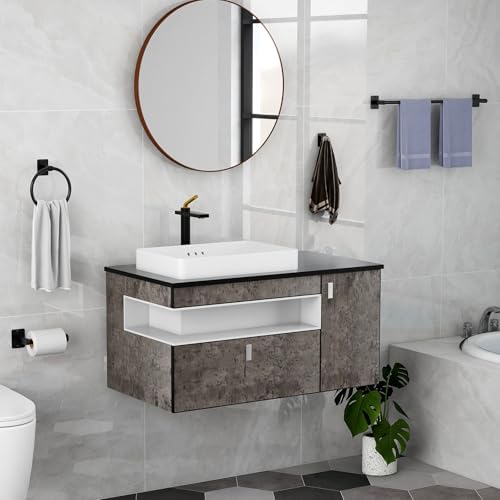 KLJKPA Black Bathroom Accessories Set, 4-Piece Bathroom Hardware Set