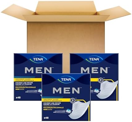 TENA Men Maximum Guards, Incontinence Pads for Men, 144 ct