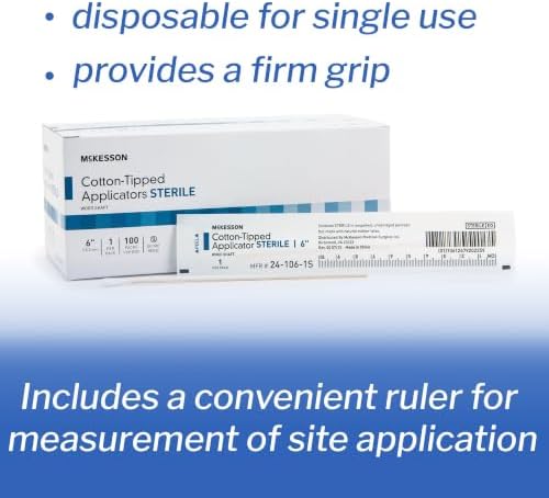 McKesson Cotton Tipped Applicator, Long Sterile Medical Swabs, 6 in, 100 ct