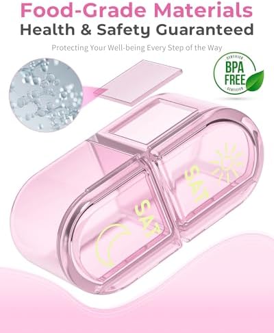 Pillex Weekly Pill Organizer 2 Times a Day, AM PM Pill Box Organizer 7 Day