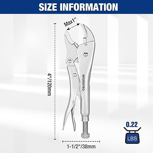 WORKPRO Locking Pliers, 4-inch Mini Curved Jaw Vice Grips pliers